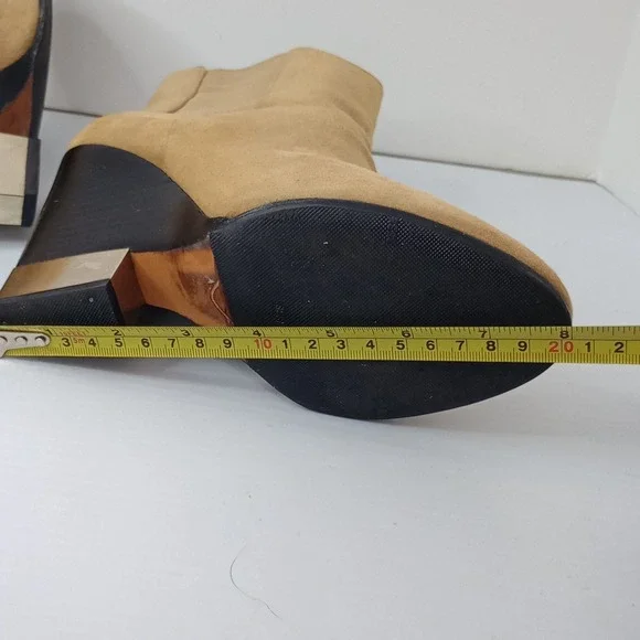 Givenchy Suede Chelsea Ankle Boots Tan Block Heel Resoled No Size Tag Measure 38 - Picture 13 of 15